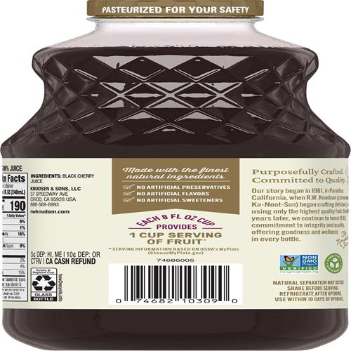 R.W. Knudsen Just Black Cherry Juice, 32 Ounces (Packaging May Vary)