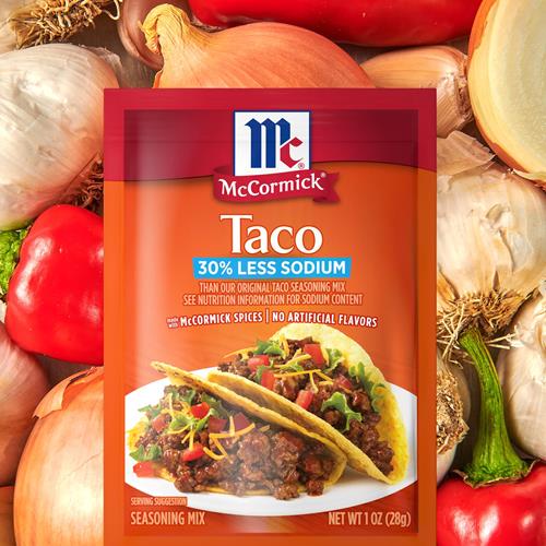 Mccormick Taco Seasoning Mix, 30% Less Sodium, No Msg Added, No Artificial Flavors, For Tacos, Nachos, Fajitas And More, 1 Oz