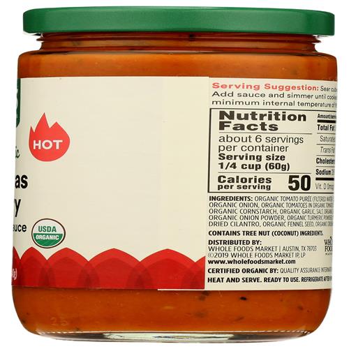 Whole Foods Market Organic Madras Curry Sauce, 12 Ounce