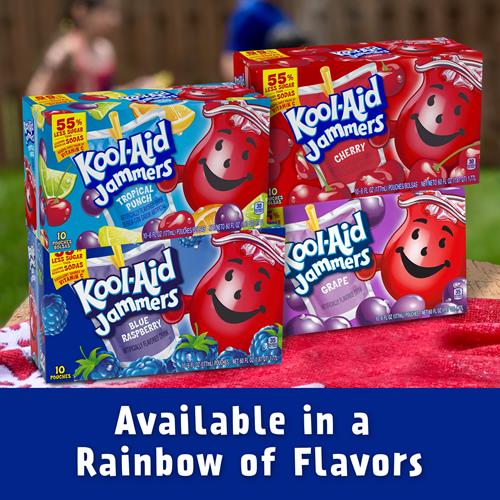 Kool-Aid Jammers Blue Raspberry Flavored Drink, 10 Ct Box, 6 Fl Oz Pouches