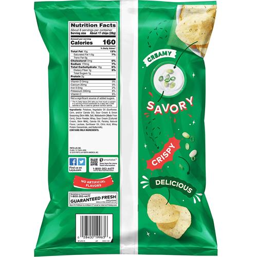 Lays Sour Cream & Onion Flavor, 7.75 Oz