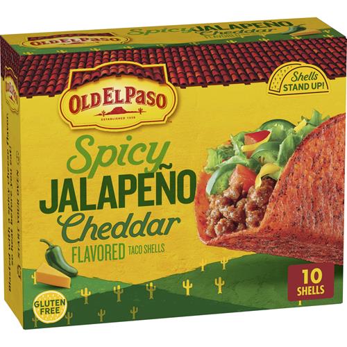 Old El Paso Spicy Jalapeño Cheddar Flavored Stand N Stuff Taco Shells, Gluten Free, 5.4 Oz.