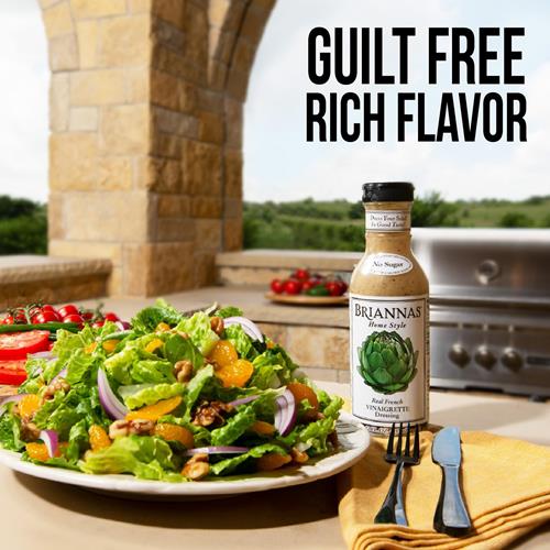 Briannas - Home Style Real French Vinaigrette Dressing – Fine Salad Dressing Made With Premium Ingredients - Gluten Free, Kosher, No Sugar, & Vegan Dressing - 12 Oz. Bottle