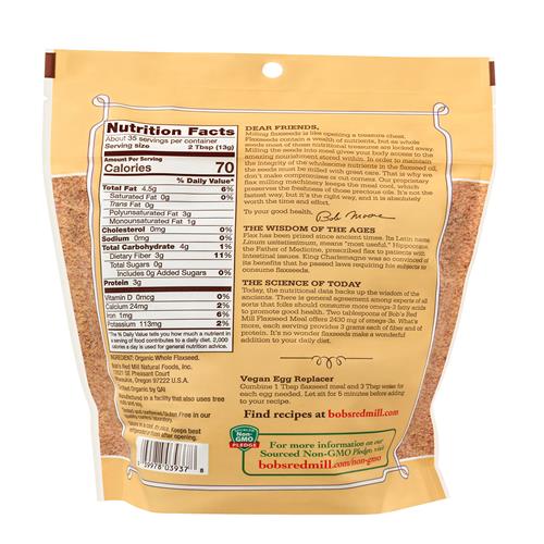 Bobs Red Mill Organic Flaxseed Meal, 16Oz (Pack Of 1) - Non Gmo, Vegan, Paleo Friendly, Keto Friendly, Kosher
