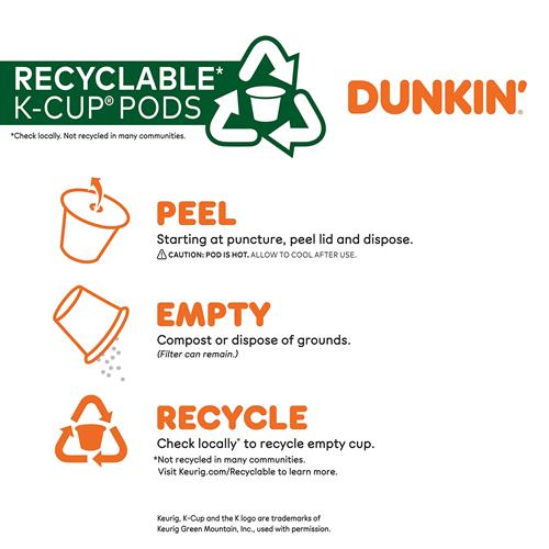 Dunkin Decaf Medium Roast Coffee, 10 Keurig K-Cup Pods