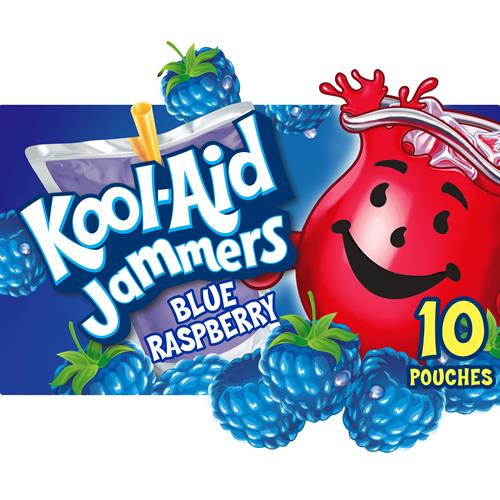 Kool-Aid Jammers Blue Raspberry Flavored Drink, 10 Ct Box, 6 Fl Oz Pouches