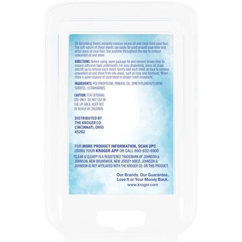 Kroger Oil Absorbing Sheets Instantly removes excess oil 50 ct