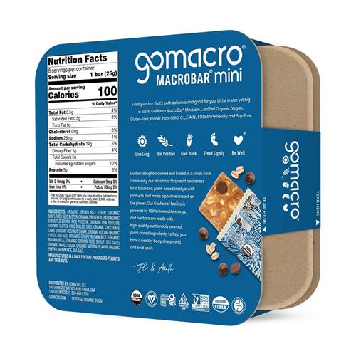 Gomacro Organic Oatmeal Choc Chip Macrobar Minis 8 Count, 7.2 Oz