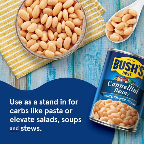Bushs Canned Cannellini Beans (Pack Of 1), Good Source Of Plant-Based Protein, Excellent Source Of Fiber, Fat Free, Gluten Free, 15.5 Oz