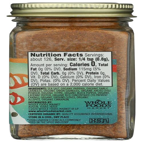 Whole Foods Market, Organic Caribbean Jerk Spice Blend, 3.56 Ounce
