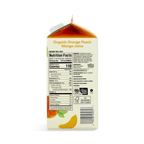 Whole Foods Market, Organic Orange Peach Mango Juice, 52 Fl Oz