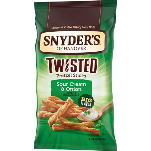 Snyders Of Hanover, Sour Cream & Onion Twisted Pretzel Sticks, 12 Oz Bag