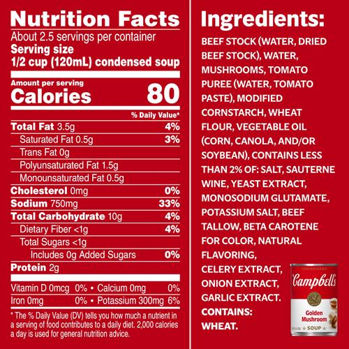 Campbells Condensed Golden Mushroom Soup, 10.5 Ounce Can