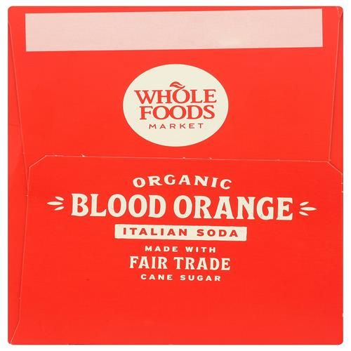Whole Foods Market 4 Pack Organic Italian Soda, Blood Orange, 11.2 Fluid Ounce