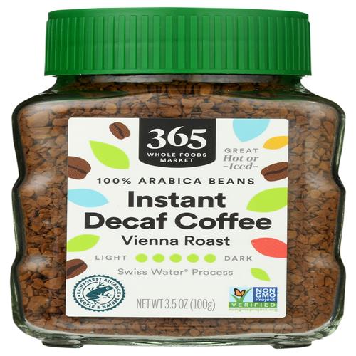 Whole Foods Market, Decaf Instant Coffee, Dark Vienna Roast, Swiss Water Process, 3.5 Ounce