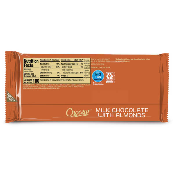 Choceur Milk  Chocolate Bar with Almonds, 5.29 oz