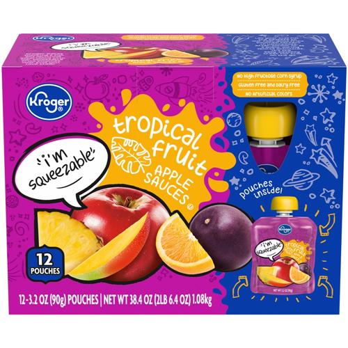 Kroger Tropical Fruit Applesauce Pouches 12 ct / 3.2 oz