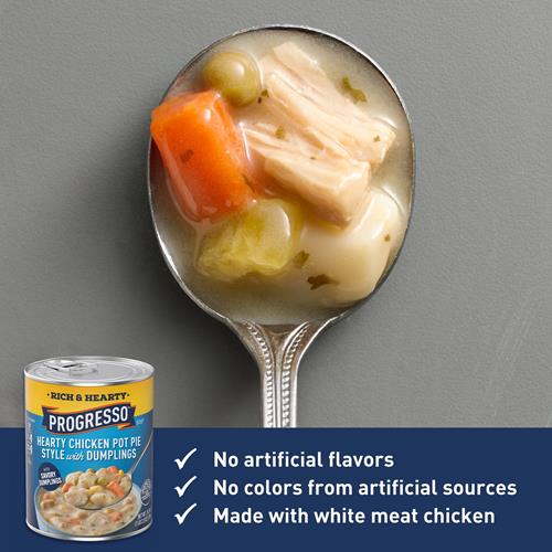 Progresso Hearty Chicken Pot Pie Style With Dumplings Soup, Rich And Hearty Canned Soup, 18.5 Oz