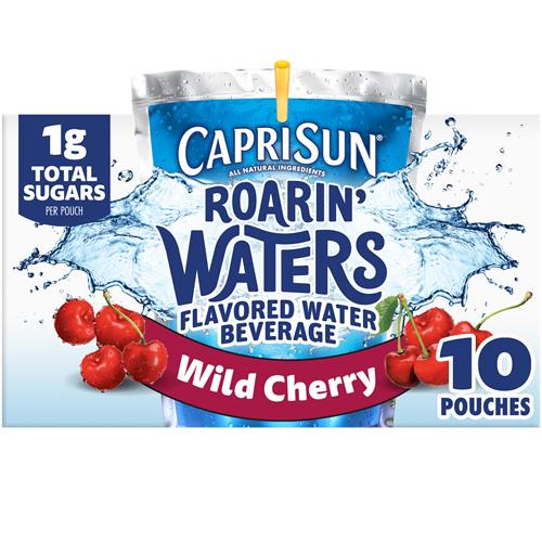 Capri Sun Roarin Waters Wild Cherry Flavored With Other Natural Flavor Water Beverage, 10 Ct Box, 6 Fl Oz Drink Pouches