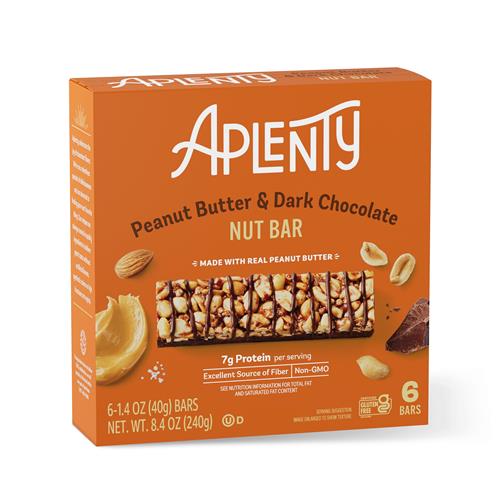 Aplenty,Peanut Butter & Dark Chocolate Nut Bar, 6 Count