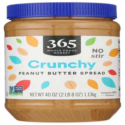 Whole Foods Market, Peanut Butter Spread, Crunchy No Stir, 40 Ounce