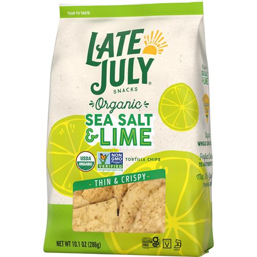 Late July Snacks Thin And Crispy Organic Tortilla Chips With Sea Salt And Lime, 10.1 Oz Bag