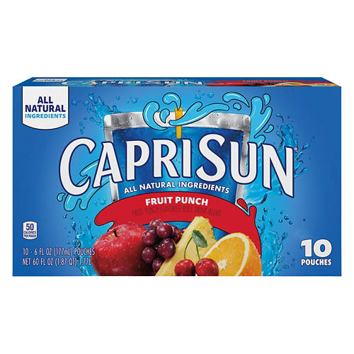 Capri Sun Fruit Punch Flavored Juice Pouches, 6 fl oz, 10 count