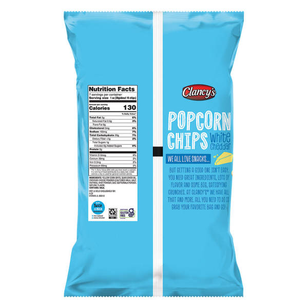 Clancy's Gluten Free White Cheddar Popcorn Chips, 7 oz