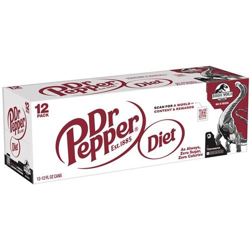 Diet Dr Pepper Soda, 12 Fl Oz Cans, 12 Pack