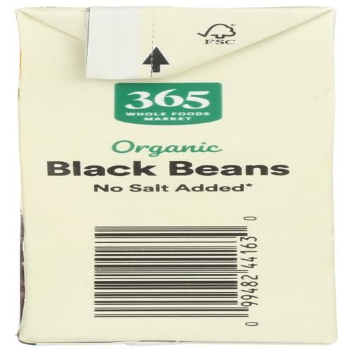 Whole Foods Market Organic Unsalted Black Beans, 13.4 Ounce