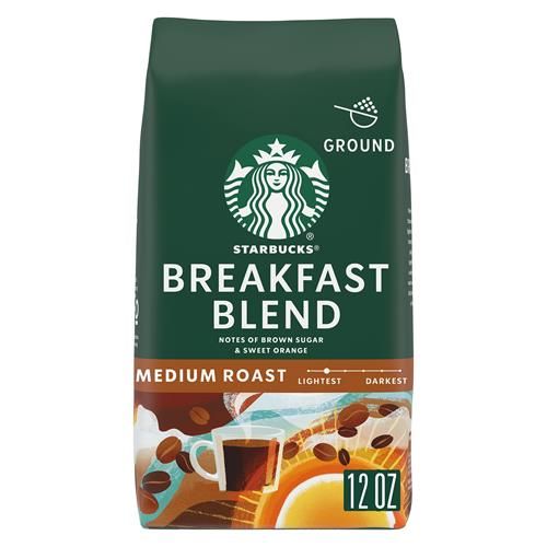 Starbucks Ground Coffee, Medium Roast Coffee, Breakfast Blend, 100% Arabica, 1 Bag (12 Oz)