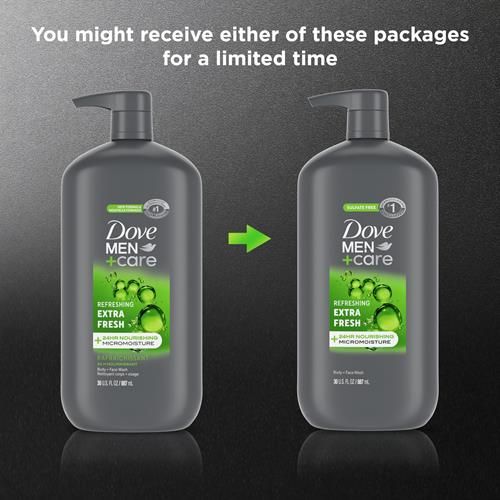 Dove Men+Care Body And Face Wash Refreshing Extra Fresh Mens Body Wash With 24-Hour Nourishing Micromoisture Technology 30 Oz
