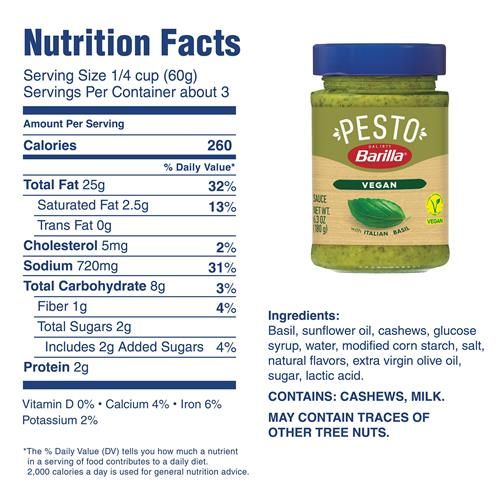 Barilla Vegan Pesto, 6.3 Oz