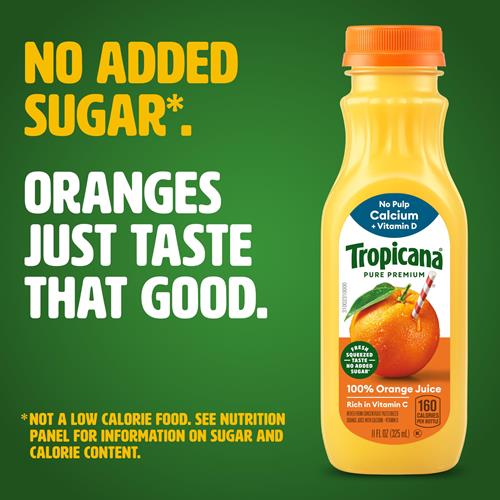 Tropicana Pure Premium 100% Orange Juice Original, Calcium + Vitamin D, 11 Fl Oz Bottle