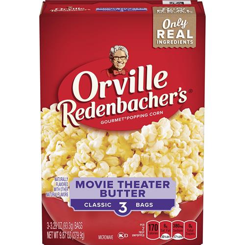 Orville Redenbachers Microwave Popcorn, Movie Theater Butter Flavor, 3.29 Oz., 3-Count