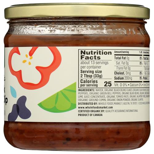 Whole Foods Market, Organic Black Bean Dip, 15 Ounce