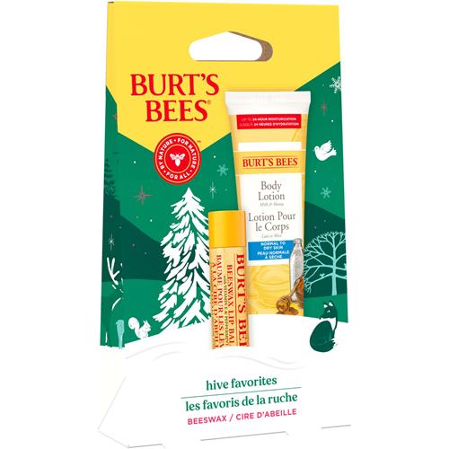 Burts Bees Hive Favorites Beeswax Holiday Gift Set, Beeswax Lip Balm And Travel Size Body Lotion With Milk And Honey