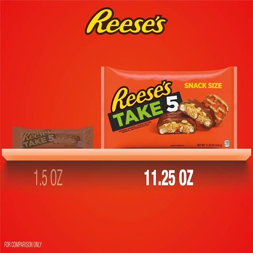 Reeses Take 5 Pretzel, Peanut And Chocolate Snack Size, Candy Bag, 11.25 Oz