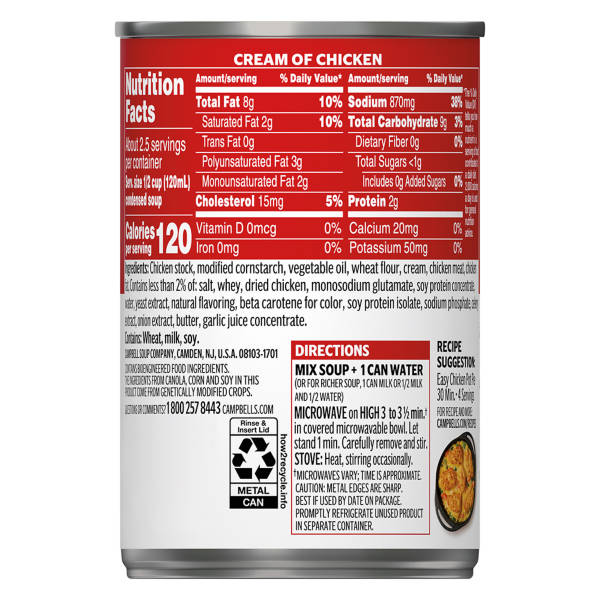 Campbell's Condensed Cream of Chicken Soup, 10.50 oz Can
