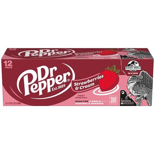Dr Pepper Strawberries And Cream Soda, 12 Fl Oz Cans, 12 Pack