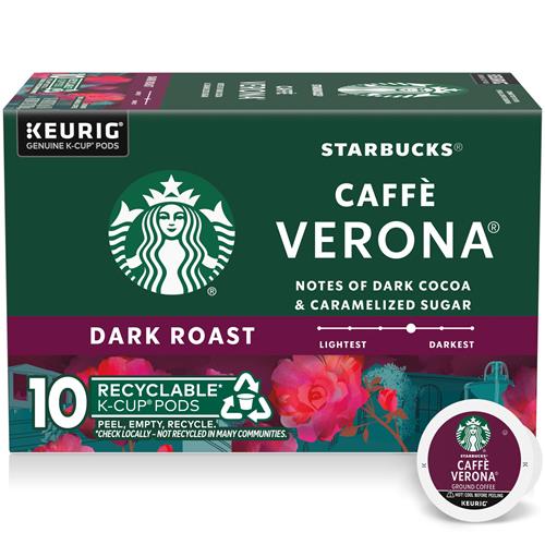 Starbucks K-Cup Coffee Pods, Dark Roast Coffee, Caffè Verona, 100% Arabica, 1 Box (10 Pods)