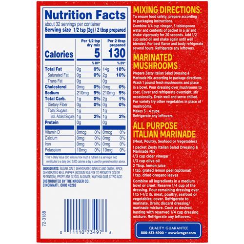 Kroger Zesty Italian Salad Dressing & Marinade Mix Packet 4 ct / 0.6 oz