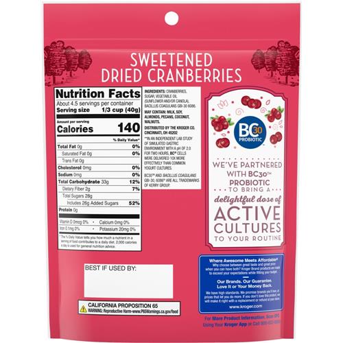 Kroger Probiotic Dried Cranberries 6 oz