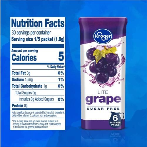 Kroger Lite Zero Sugar Grape Drink Mix Packets 6 packets