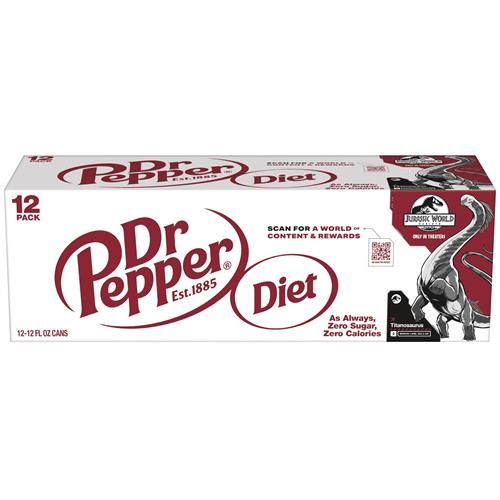 Diet Dr Pepper Soda, 12 Fl Oz Cans, 12 Pack