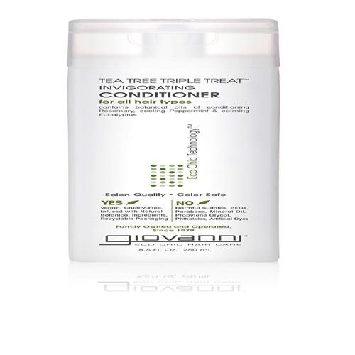 Giovanni Tea Tree Triple Treat Invigorating Conditioner, 8.5 Oz. - Cooling Peppermint, Eucalyptus, Rosemary, Helps Dry Flaking Scalp, Lauryl And Laureth Sulfate Free, Paraben Free