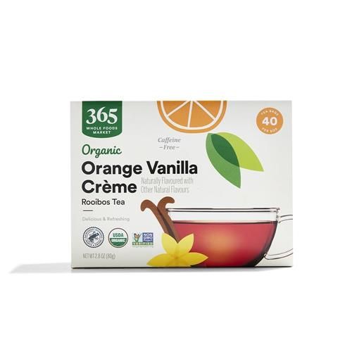 Whole Foods Market, Organic Orange Vanilla Crème Rooibos Herbal Tea, Caffeine Free, 40 Count