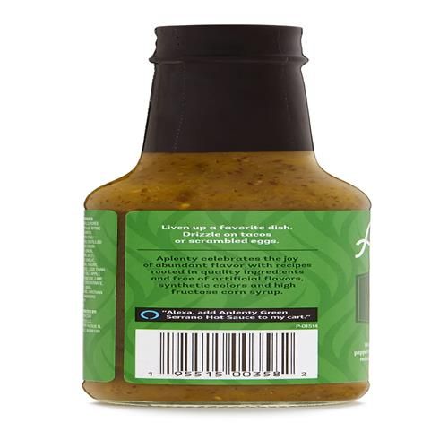 Aplenty Green Serrano Hot Sauce, 10.8 Oz