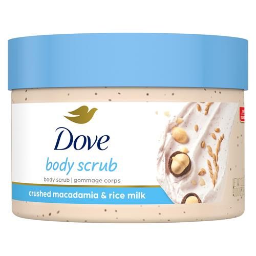 Dove Scrub Macadamia & Rice Milk Reveals Visibly Smoother Skin Body Scrub That Nourishes Skin 10.5 Oz
