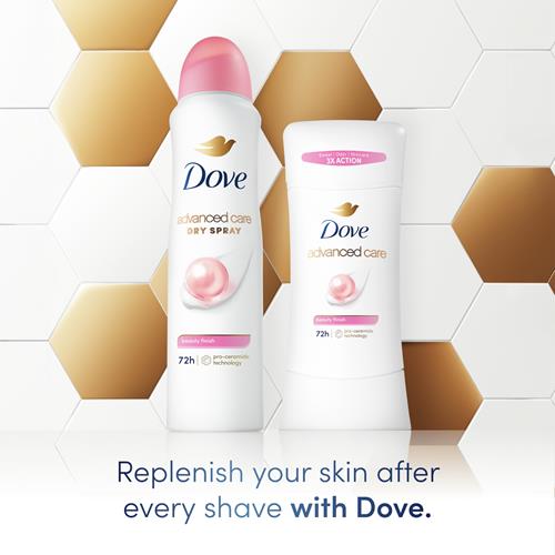 Dove Advanced Care Antiperspirant Deodorant Stick Beauty Finish For Helping Repair Skin Barrier After Shaving, With 72-Hour Sweat & Odor Protection, 2.6 Oz